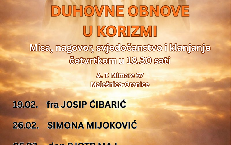 Korizmene duhovne obnove u Župi Malešnica-Oranice
